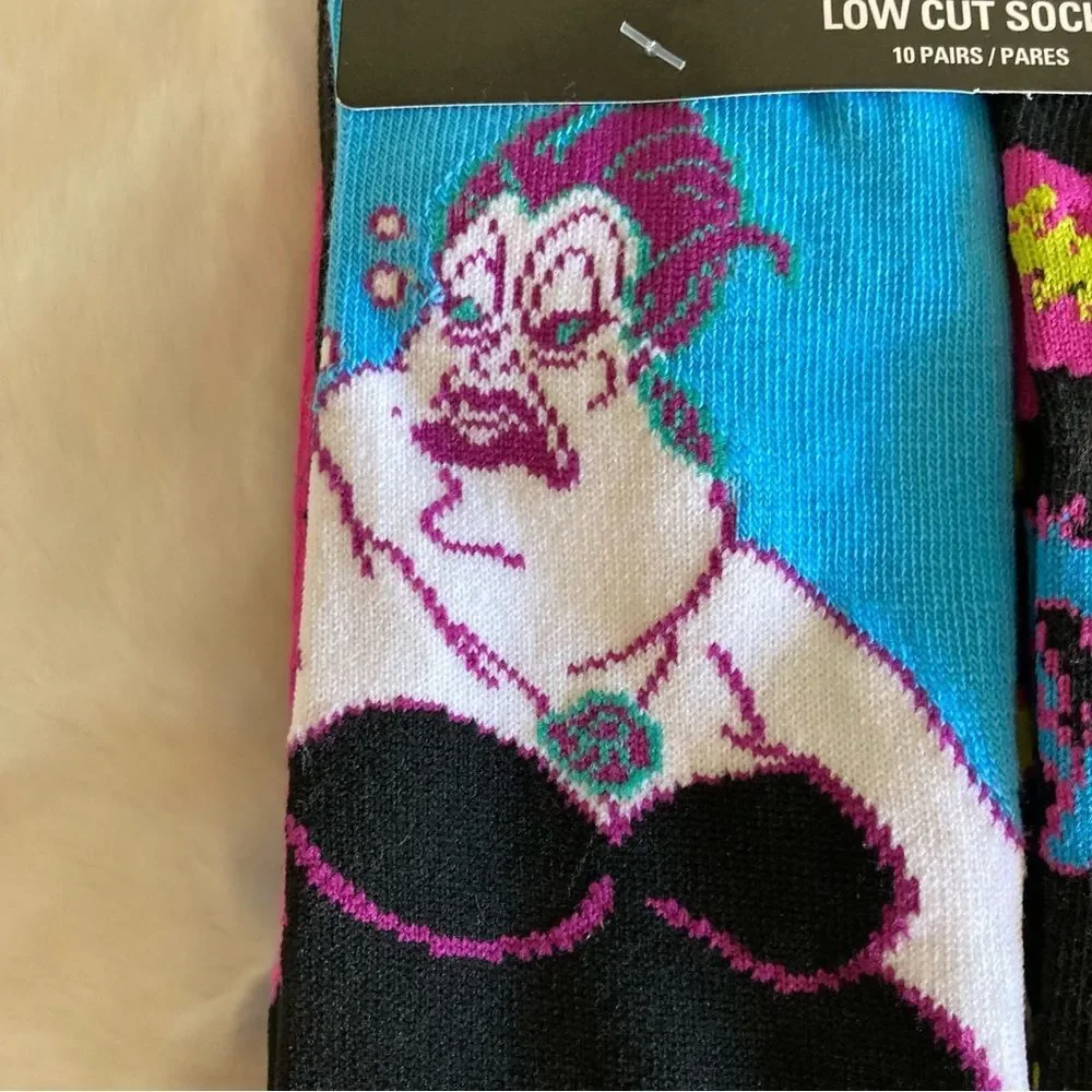 Disney Villains 10 Pairs of Low Cut Socks NWT